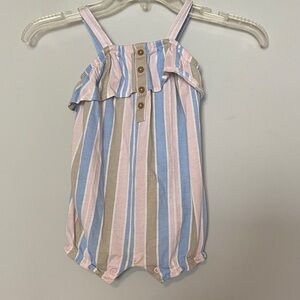 Carter's Pink, Blue, and Tan Striped Romper